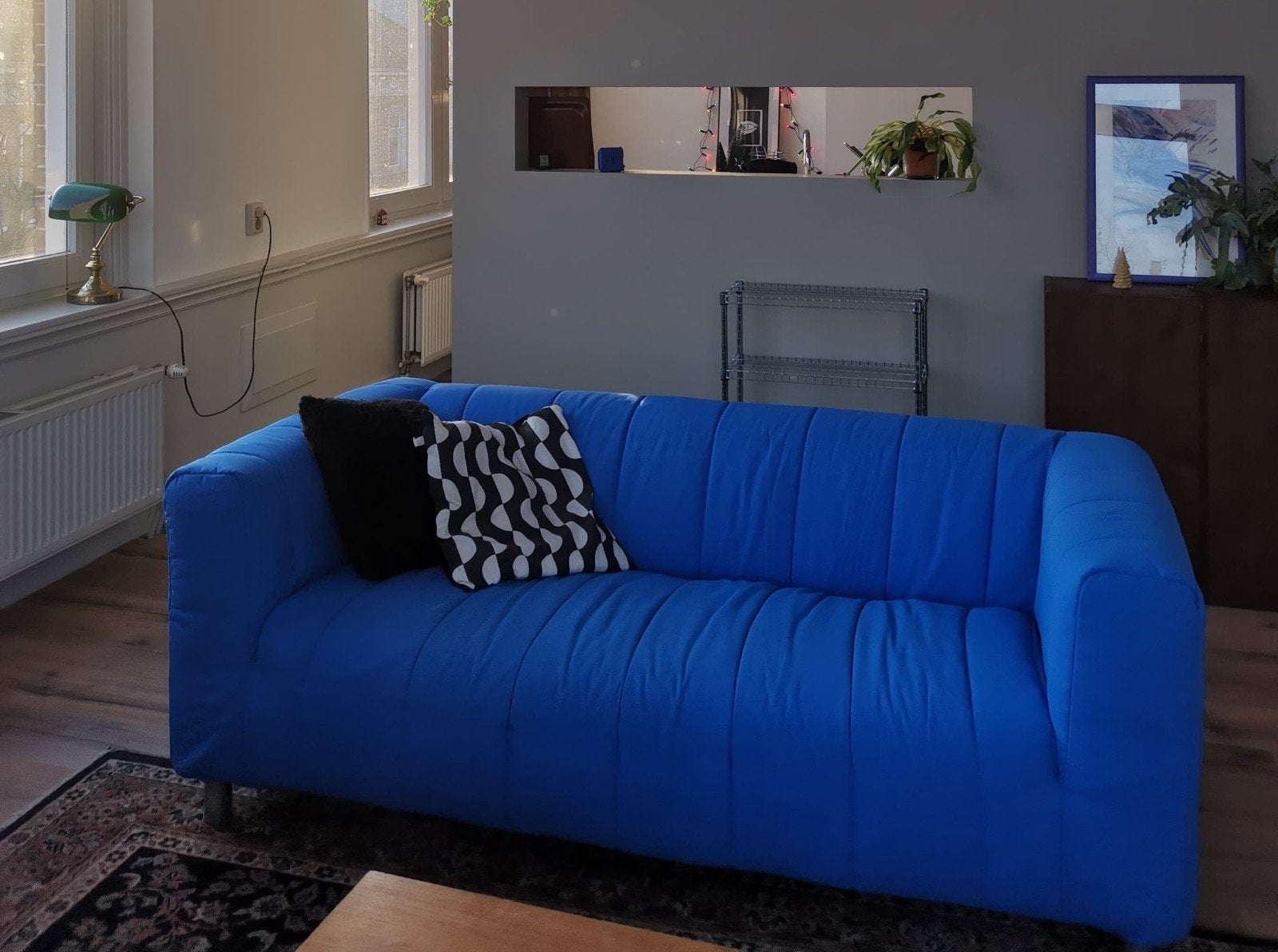 IKEA Klippan bank met blauwe hoes, Ophalen, Gebruikt, 150 tot 200 cm, Tweepersoons