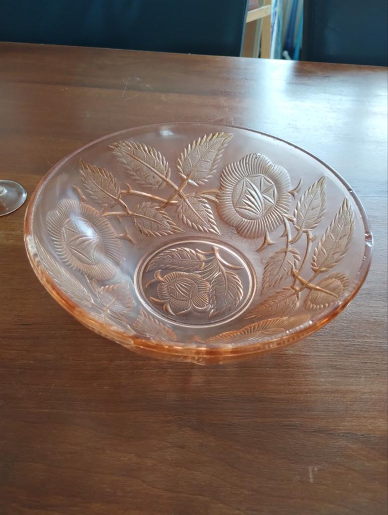 Roze glaswerk set: karaf, glazen en schaal - Luminarc France, Antiek en Kunst, Antiek | Glas en Kristal, Ophalen of Verzenden