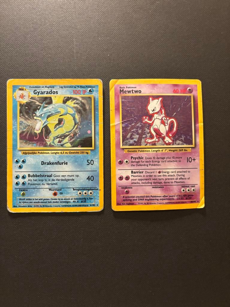 Pokémon kaarten: Gyarados & Mewtwo, Ophalen of Verzenden, Gebruikt, Losse kaart