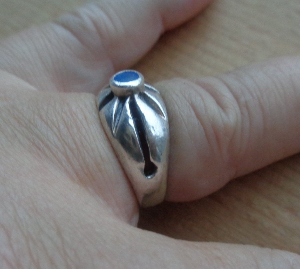 zilveren ring met lapis lazulli [911], Ophalen of Verzenden, Zo goed als nieuw, 17 tot 18, Dame