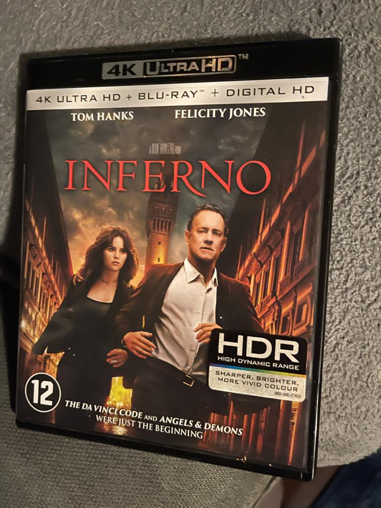 Inferno Blu-ray (Tom Hanks) alleen bluray, Cd's en Dvd's, Blu-ray, Ophalen of Verzenden, Zo goed als nieuw, Thrillers en Misdaad