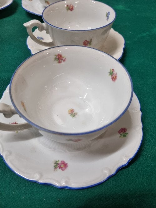 theekoppen en schotels vintage bloemen, Antiek en Kunst, Antiek | Servies los, Ophalen of Verzenden