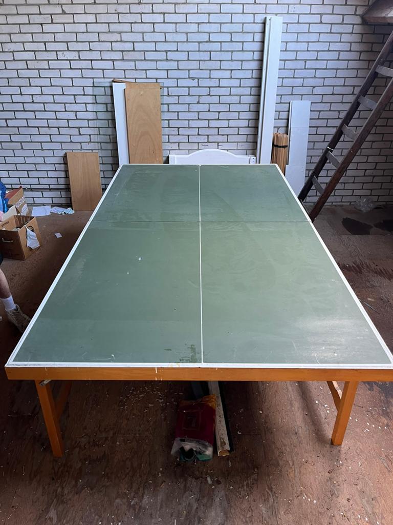 Tafeltennistafel hout, Sport en Fitness, Tafeltennis, Ophalen, Gebruikt, Tafel Indoor, Inklapbaar