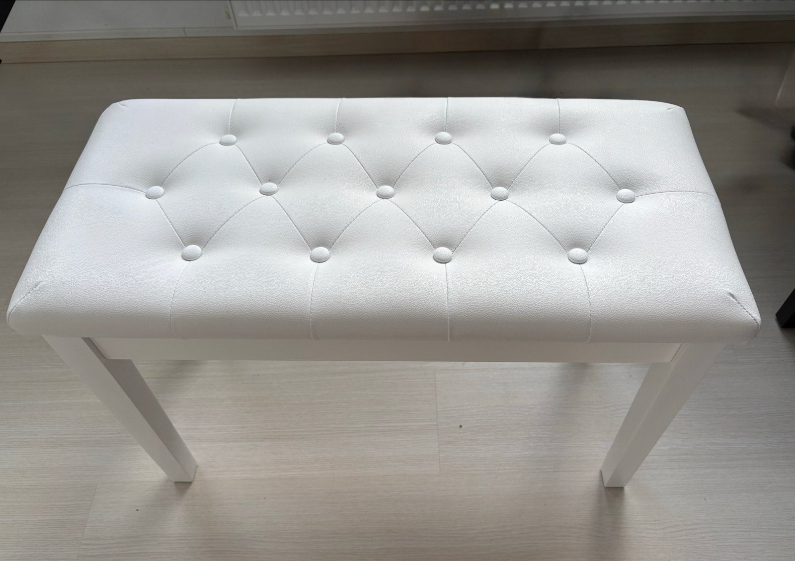 Witte pianokruk/pianobank met opbergruimte, Huis en Inrichting, Krukjes, Ophalen, Gebruikt, Hout