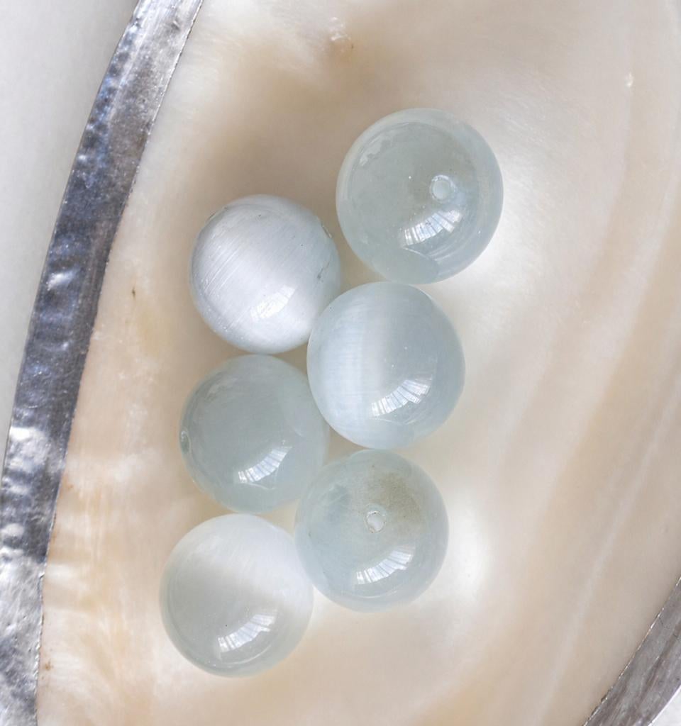 lot kralen 6 grote grijze katoog seleniet 18 mm, Ophalen of Verzenden, Nieuw, Kraal