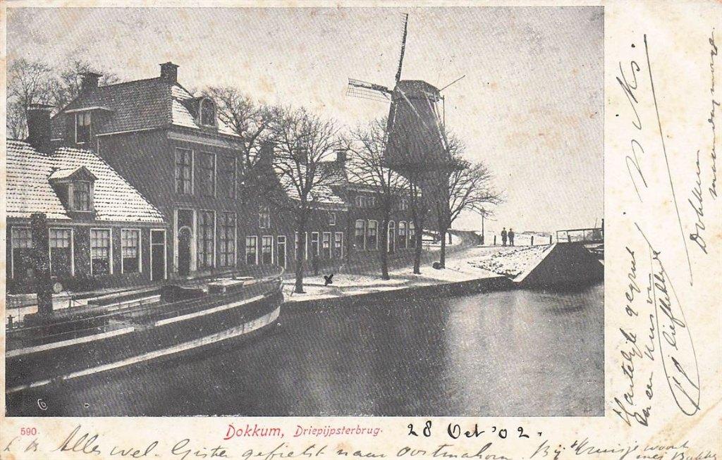 703-465-025 Dokkum Driepijpsterbrug, Verzenden, Voor 1920, Friesland