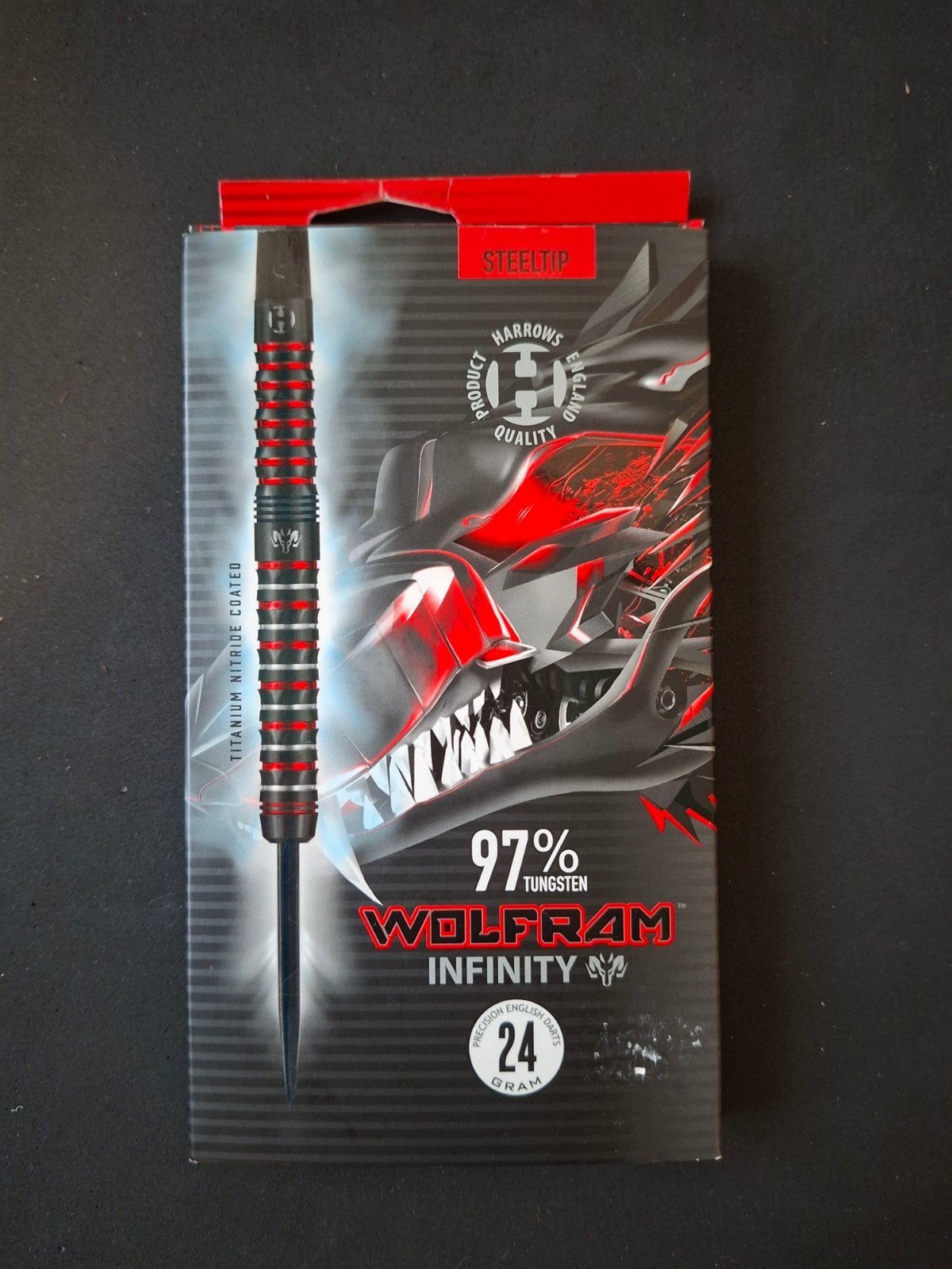 Harrows Wolfram Infinity Steeltip Darts 24 gram 97%, Sport en Fitness, Ophalen of Verzenden, Gebruikt, Pijlen