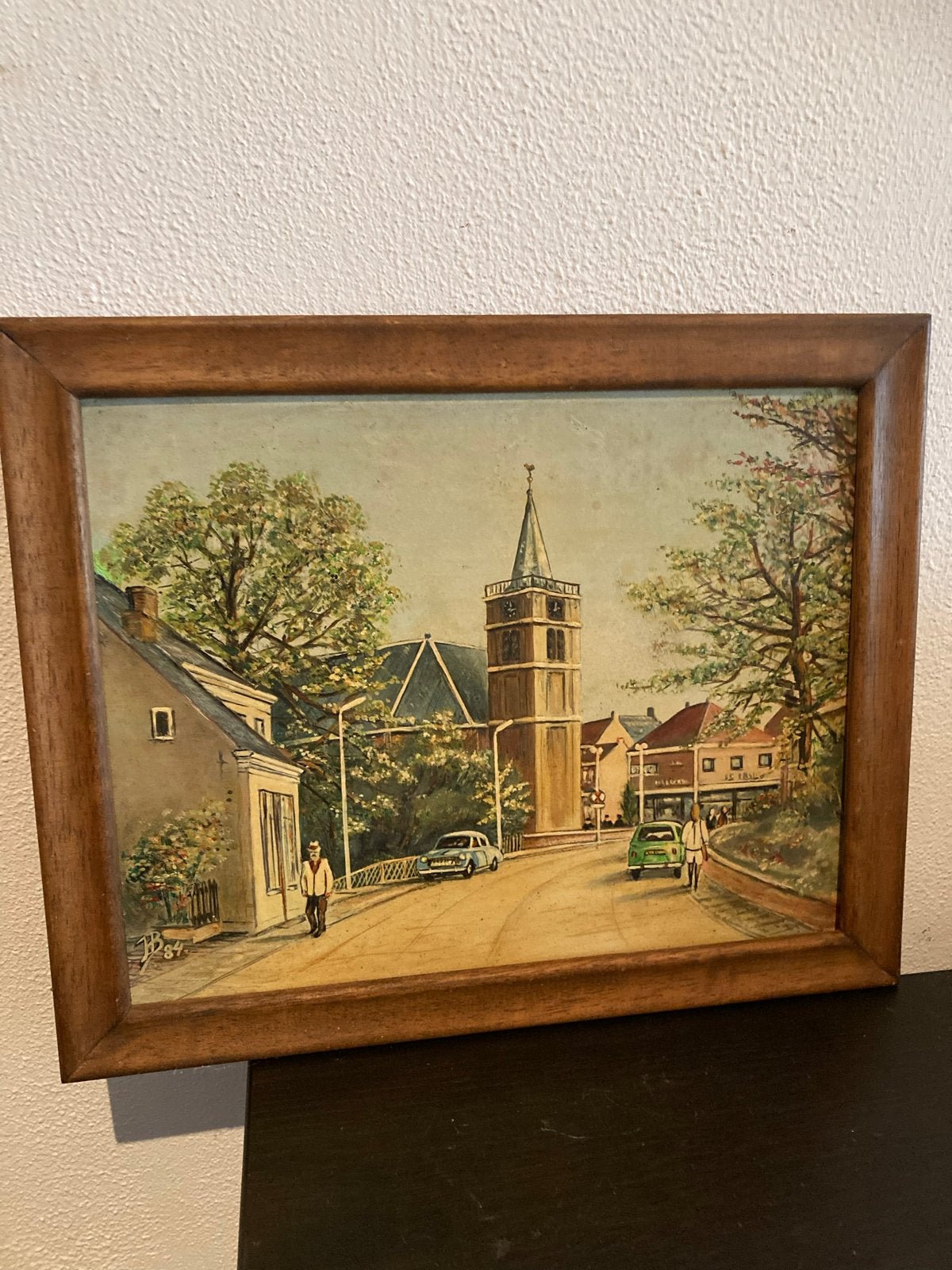 Olieverf op paneel Hervormde Grote Kerk Sliedrecht JB’84, Paneel, Gedateerd, Realistisch, Ophalen of Verzenden