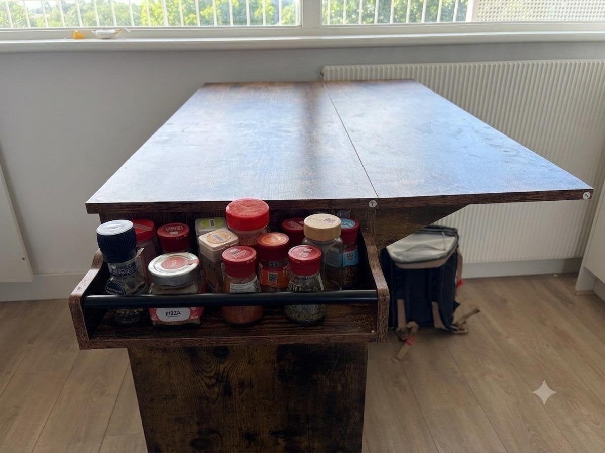 Keukentrolley met opklapbaar blad en opbergruimte, Ophalen, Gebruikt, Hout, Keukentrolley
