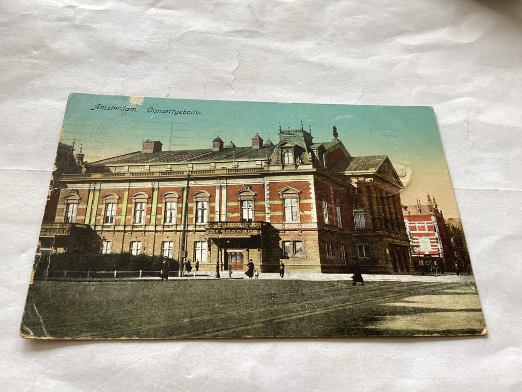 Oude Ansichtkaart Amsterdam Concertgebouw - Gelopen 1919, Ophalen of Verzenden, Voor 1920, Gelopen, Noord-Holland