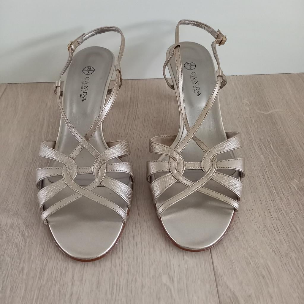 Pumps champagnekleur licht goud maat 38 merk canda, Ophalen of Verzenden, Zo goed als nieuw, Overige kleuren