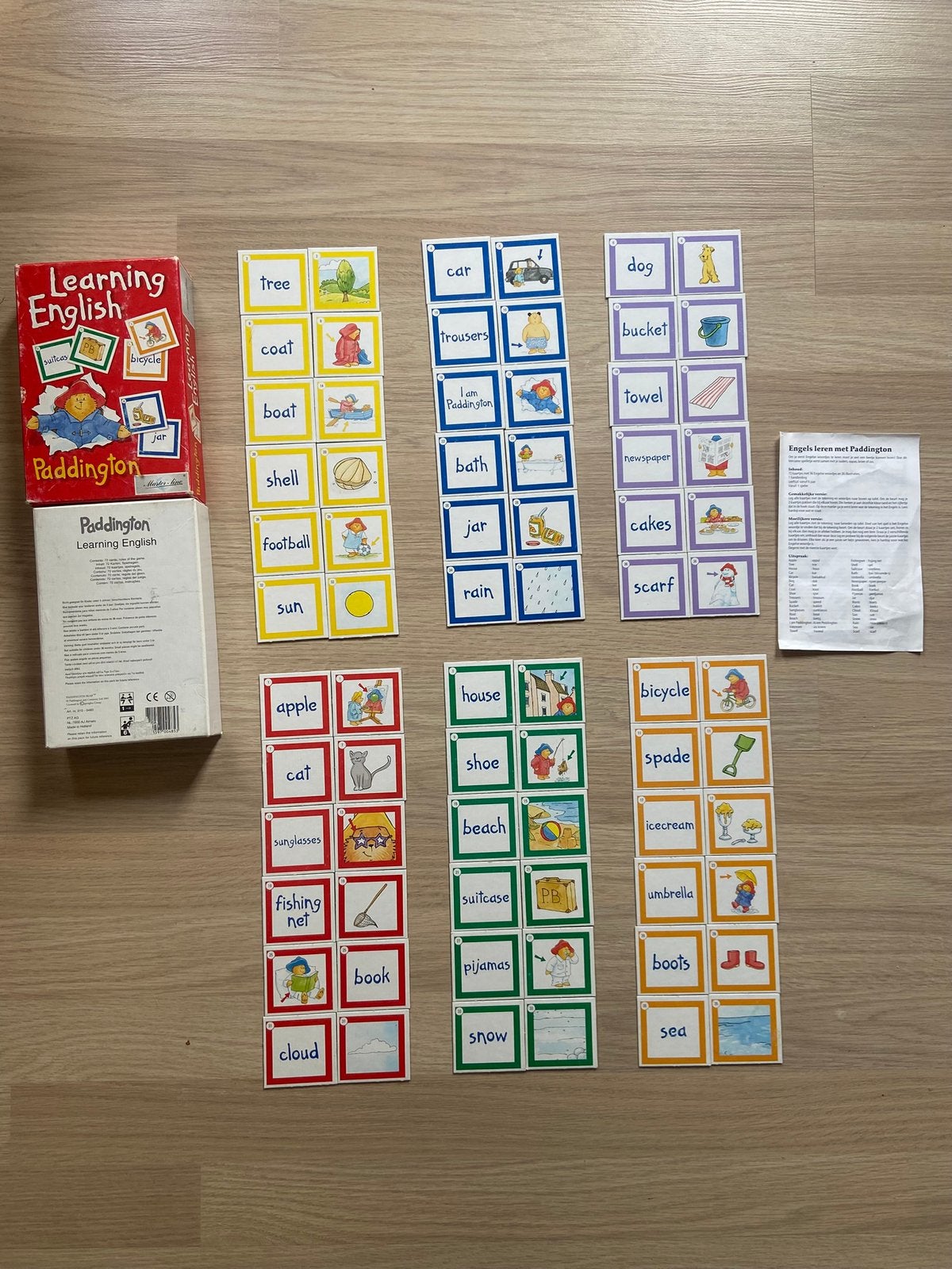 Vintage 2000s Paddington Bear “Learning English” Kaartspel, Een of twee spelers, Ophalen of Verzenden, Gebruikt