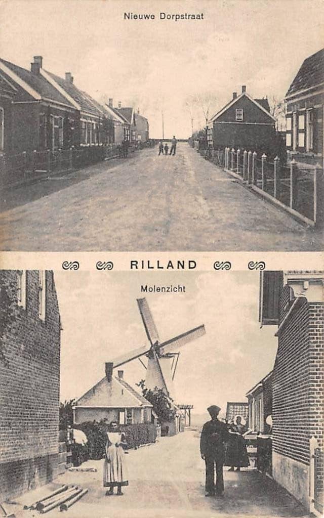 Rilland Nieuwe Dorpsstraat Molenzicht Rilland-Bath, Ophalen of Verzenden, Voor 1920, Gelopen, Zeeland