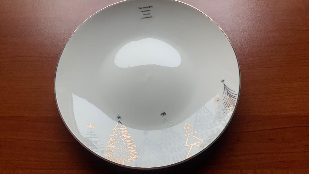 Ontbijt( kerst) borden AH wit met zilver, Huis en Inrichting, Keuken | Servies, Nieuw, Ophalen of Verzenden, Bord(en), Overige stijlen