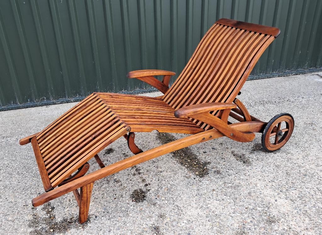 Barkers Traditionals teakhouten ligbed met wielen en kussen, Ophalen, Gebruikt, Teakhout