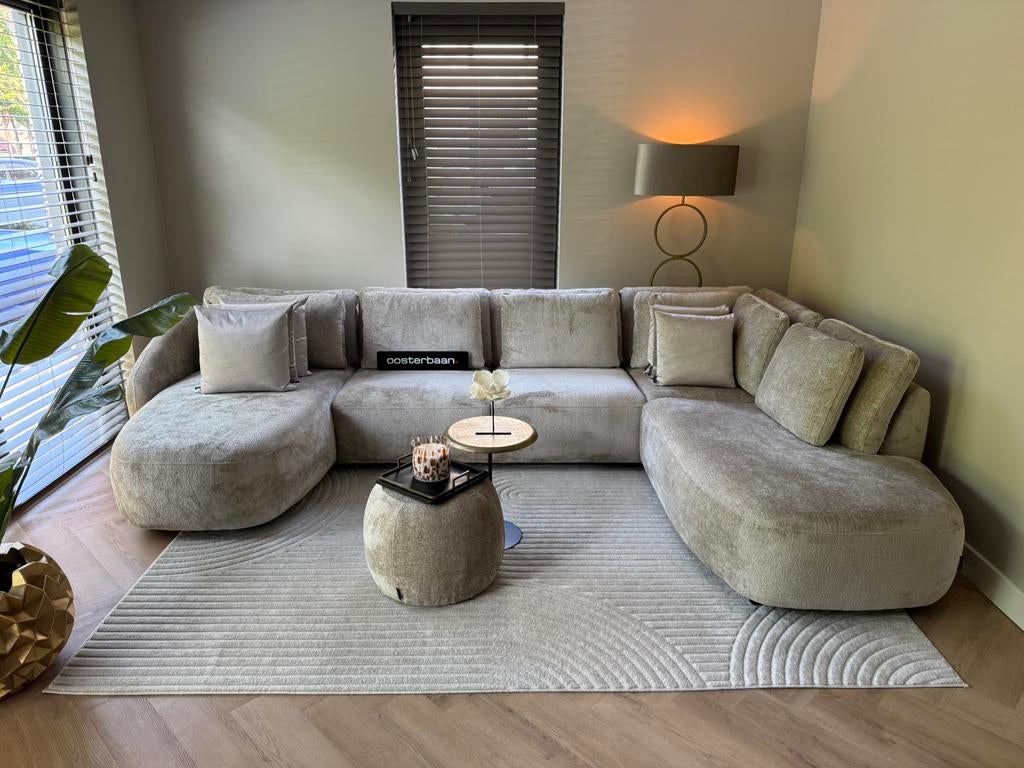 Luxe Organische U-bank Tessa 180x370x230cm NIEUW Beige Sand, Huis en Inrichting, Info@oosterbaanwonen.nl, Venus 31 8448CE Heerenveen