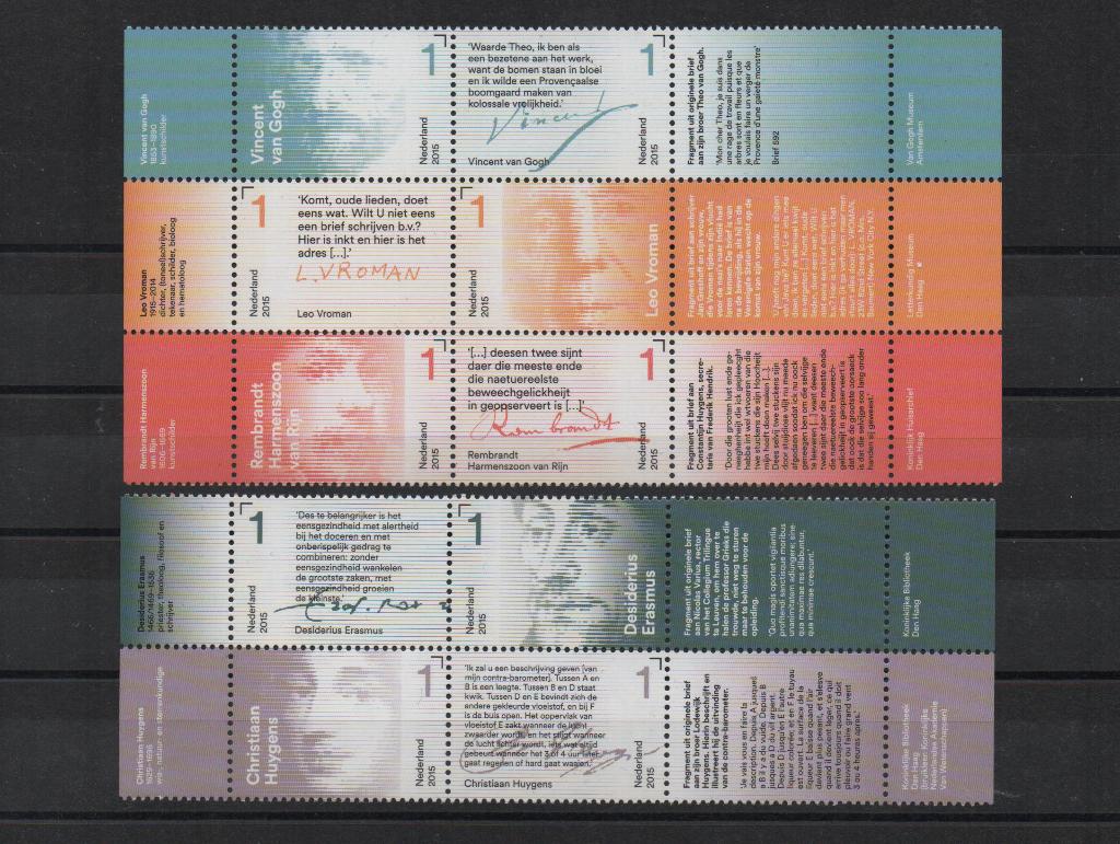 NVPH 3315-3324 Postfris Brieven Schrijven 2015, Ophalen of Verzenden, Na 1940, Postfris