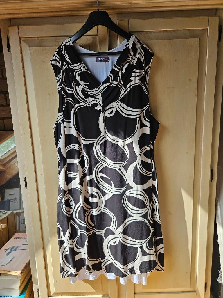 zwart/witte jurk, Keko, maat 5 (56/58), Overige kleuren, Verzenden, Maat 46/48 (XL) of groter, Zo goed als nieuw