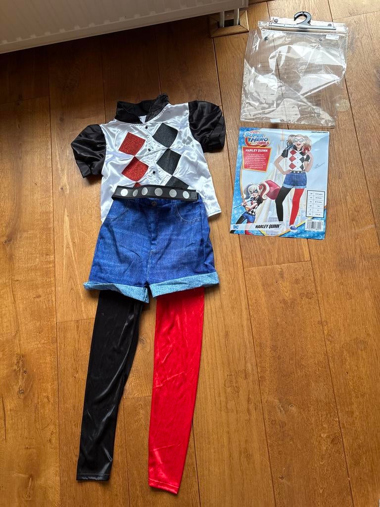 Harley Quinn Kinder Kostuum Maat 134, Ophalen of Verzenden, Zo goed als nieuw, 134 t/m 140, Meisje