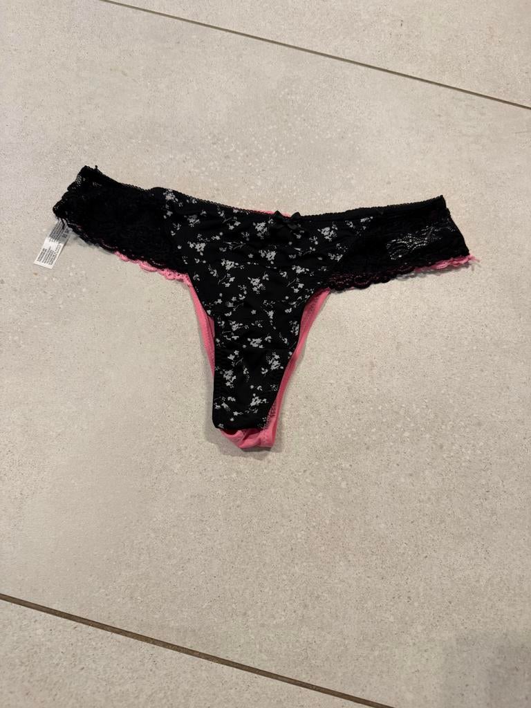 Zeeman String Setje - Zwart/Roze, Kleding | Dames, Ophalen of Verzenden, Zwart, String