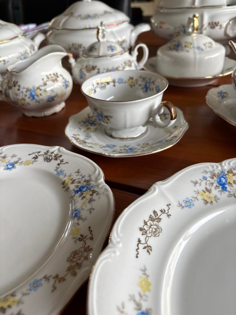 Prachtig 12-delig servies uit de jaren 50, Ophalen, Gebruikt, Overige stijlen, Porselein