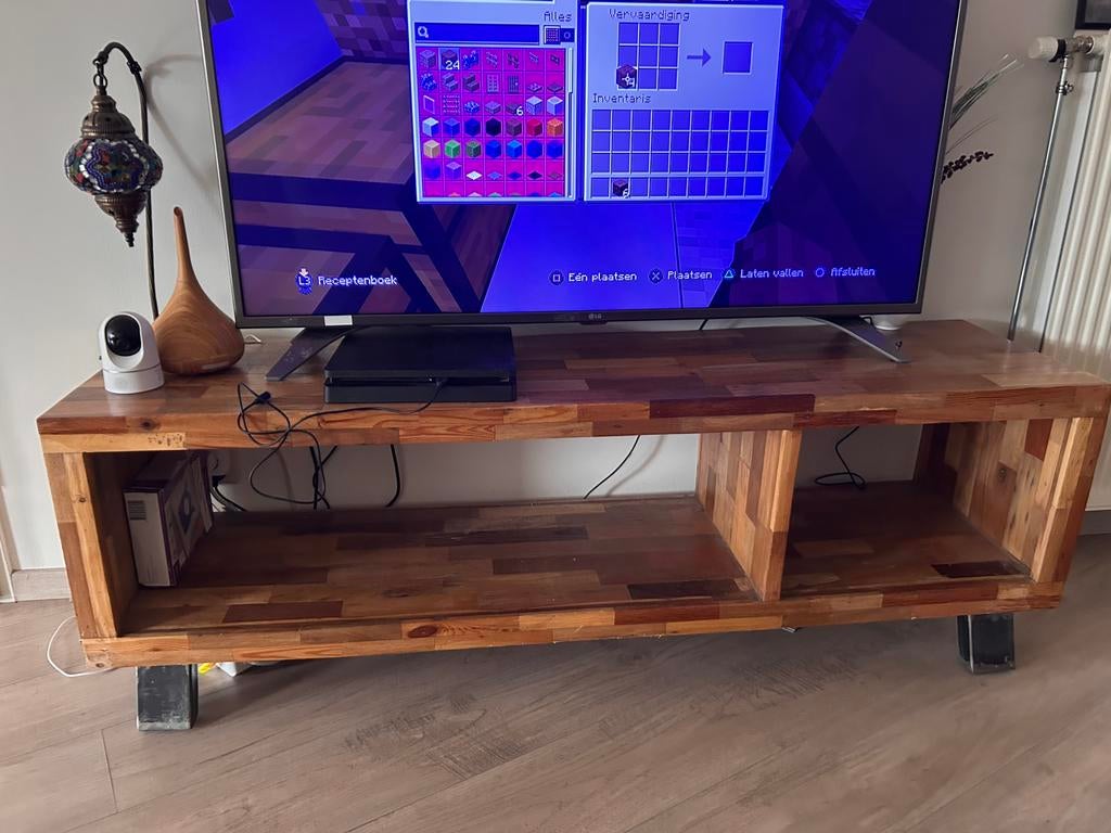 Tv kast bamboehout, Huis en Inrichting, 100 tot 150 cm, Ophalen of Verzenden, Zo goed als nieuw, Minder dan 100 cm