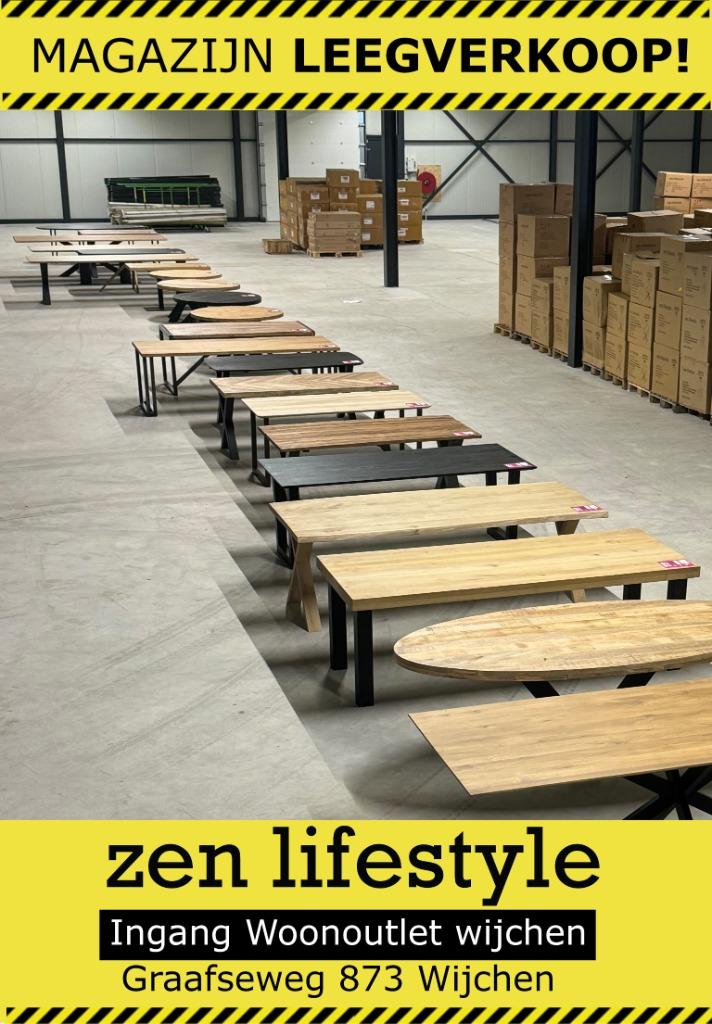 Magazijn leeg verkoop eiken mango teak tafels Hoge kortingen, Ophalen, Vijf personen of meer, Rechthoekig, Nieuw