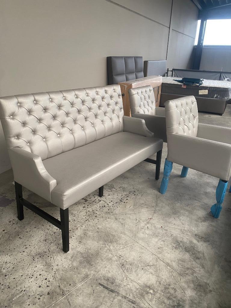 Eetbank met stoelen set/skaileder/eetkamerbank/eethoek/grijs, Ophalen, Overige materialen, Overige kleuren, Nieuw