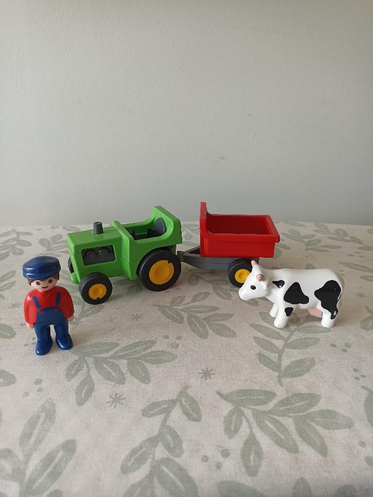 Playmobil 1.2.3. Boerderij Tractor 6715, Ophalen of Verzenden, Zo goed als nieuw, Complete set