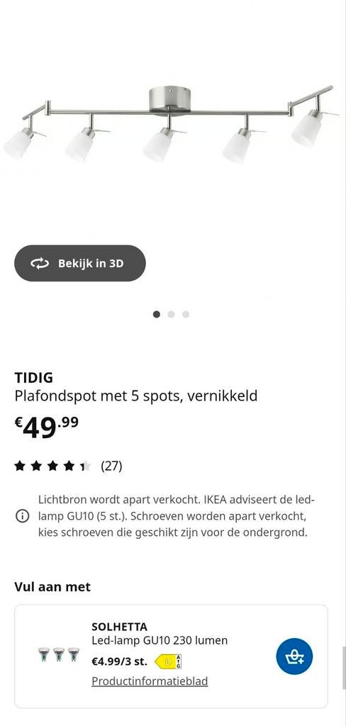 TIDIG Plafondspot 5-spots vernikkeld met wit glas, Huis en Inrichting, Lampen | Spots, Zo goed als nieuw, Plafondspot of Wandspot
