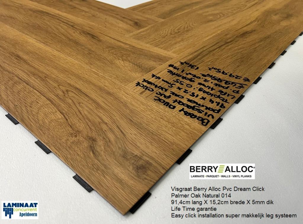 Visgraat Pvc Click Palmer Oak Natural 014 Dream click Pro, Huis en Inrichting, Stoffering | Vloerbedekking, Nieuw, Laminaat, Bruin
