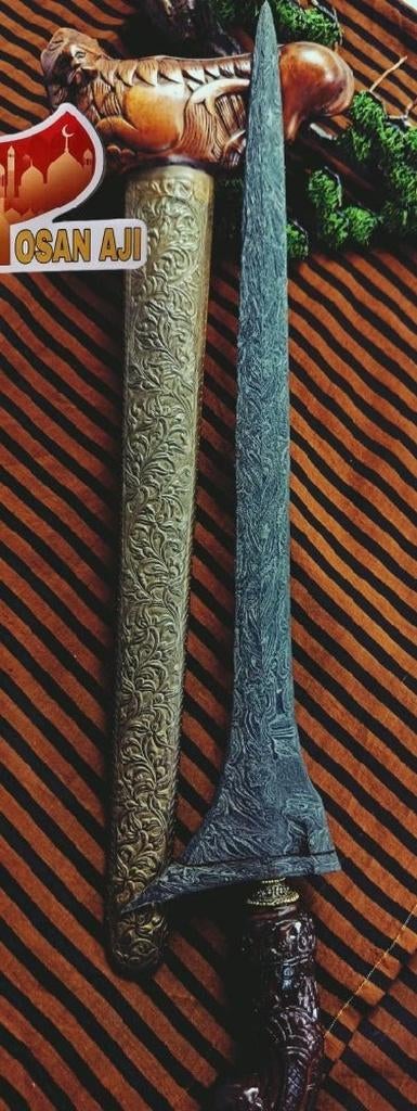 Antieke Keris Madura Tilam Upih Lar Gangsir Kemuning KGU52, Antiek en Kunst, Verzenden