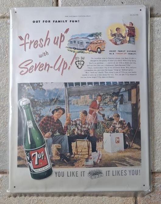 7up reclame bord 50s / 60s stijl, Ophalen of Verzenden, Nieuw, Reclamebord