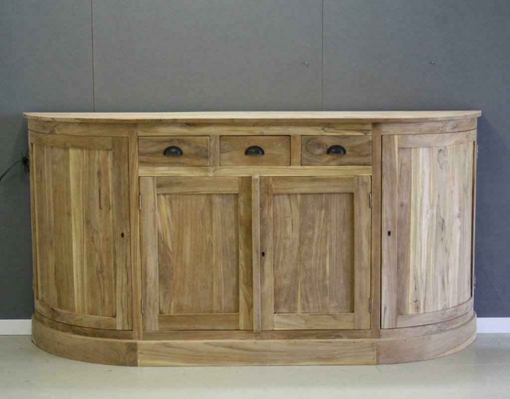 Teak dressoir met ronde hoeken; Indoteak, Ophalen, Met deur(en), 150 tot 200 cm, Teakhout