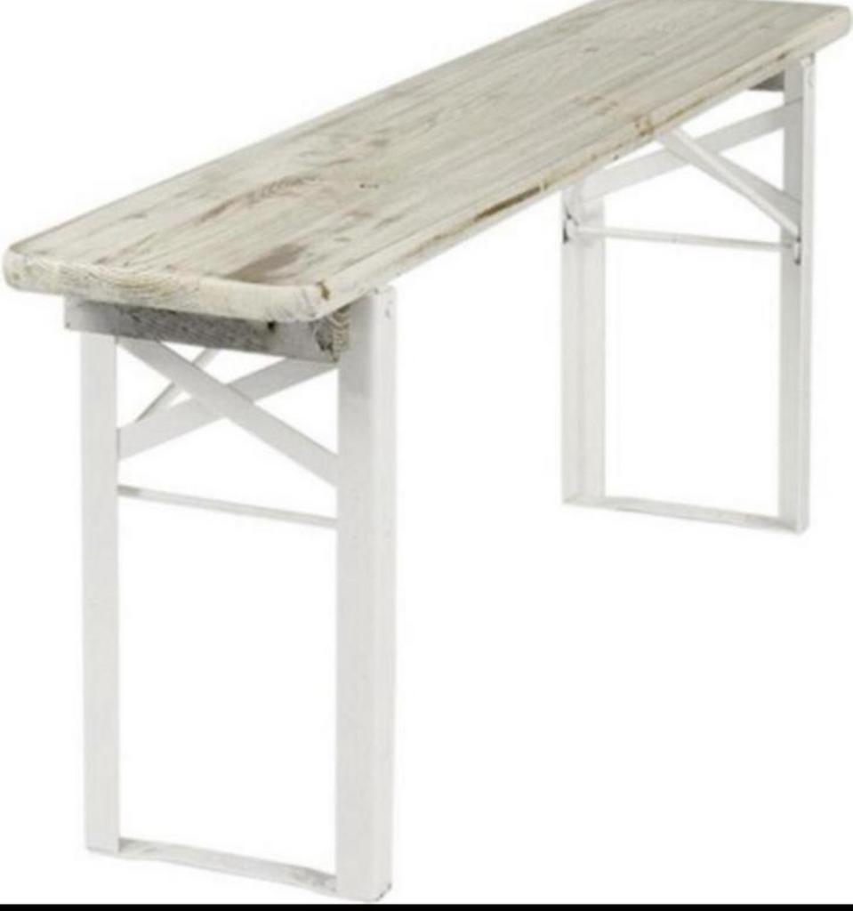 Houten zitbank picknickbank camping bank -wit, Ophalen, Hout