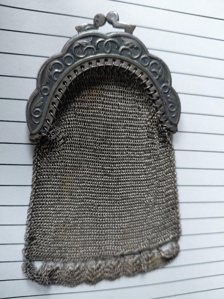 beursje zilver antiek maliën 9x7.5cm knipbeursje goede staat, Antiek en Kunst, Ophalen of Verzenden, Zilver