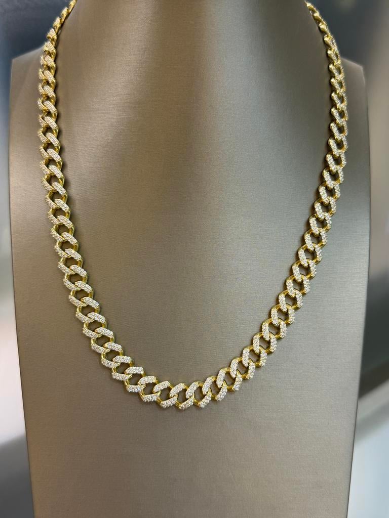 18KT Goud - 89.19 Gram - 20ct diamanten - CUBAN - Ketting