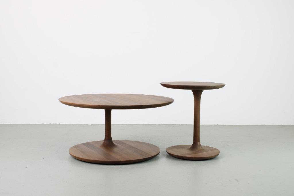 Artisan Bloop bijzet/salontafels, Europees walnoot, Minder dan 55 cm, Rond, Nieuw, Hout