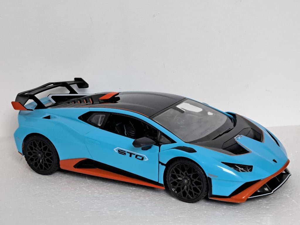 Lamborghini Huracan STO blauw 1/14, Ophalen of Verzenden, Gebruikt, Auto, Overige merken