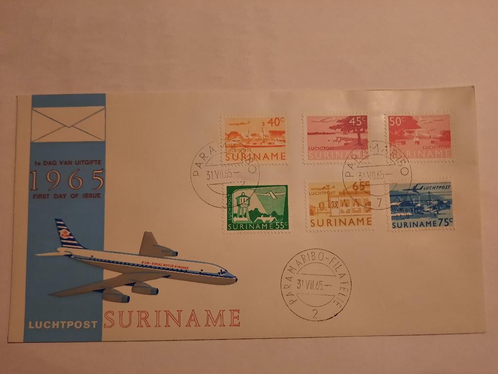 FDC 1965 Suriname, Postzegels en Munten, Postzegels | Eerstedagenveloppen, Ophalen of Verzenden, Rest van de wereld