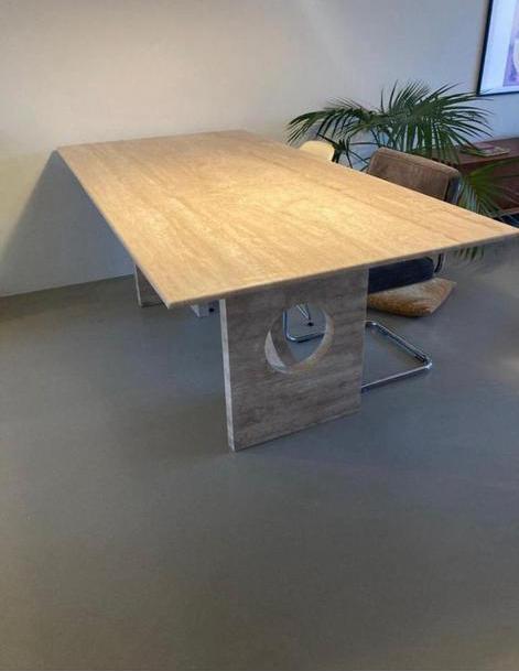 Travertin eettafel - nieuw & ongebruikt, Huis en Inrichting, Tafels | Salontafels, Ophalen, Nieuw, 50 tot 100 cm, Minder dan 50 cm