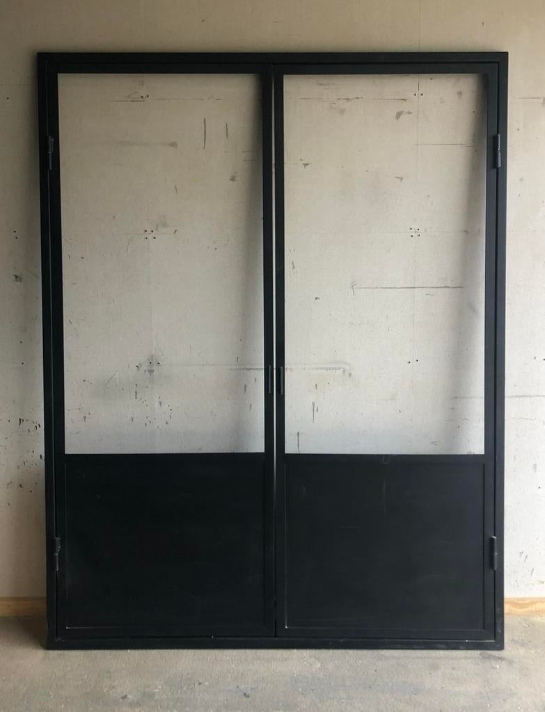 Zwarte metalen deur zonder glas - 160x220cm, Ophalen, Nieuw, Buitendeur, Metaal