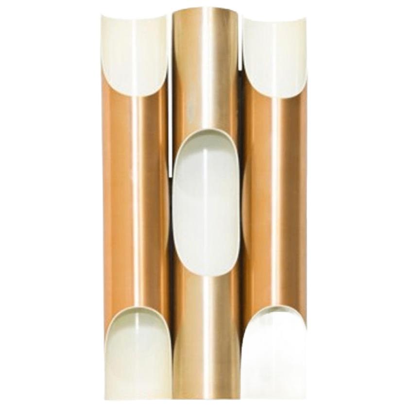 Raak Maxi Fuga XL wandlamp: 3 kolom bronskleurig, Ophalen of Verzenden, Zo goed als nieuw, Metaal, Modern, space age,