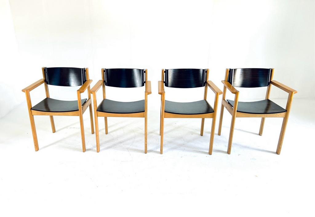 8x vintage plywood stoel, Schlapp Möbel ‘80, Ophalen of Verzenden, Zo goed als nieuw, Vijf, Zes of meer stoelen, Hout