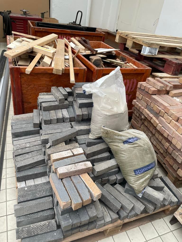 Tuinbakstenen over - klaar voor hergebruik!, Doe-het-zelf en Verbouw, Metselstenen, Ophalen, Gebruikt, Bakstenen