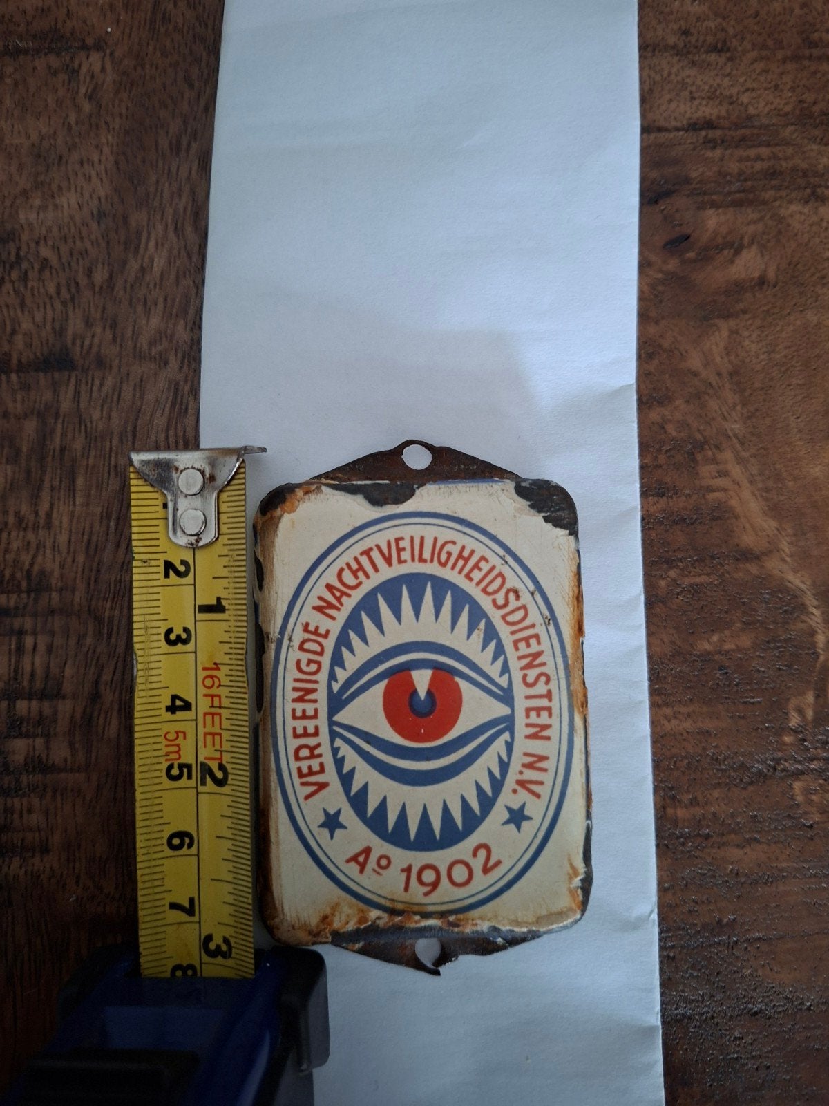 Vintage  emaille bordje Vereenigde Nachtveiligheidsdiensten, Ophalen of Verzenden