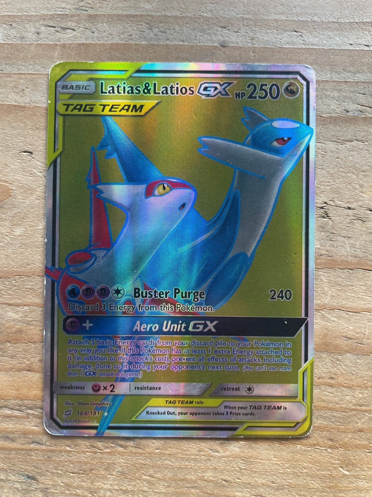 Pokémon Latias & Latios GX Tag Team 169/181 Foil Kaart, Ophalen of Verzenden, Zo goed als nieuw, Losse kaart, Foil