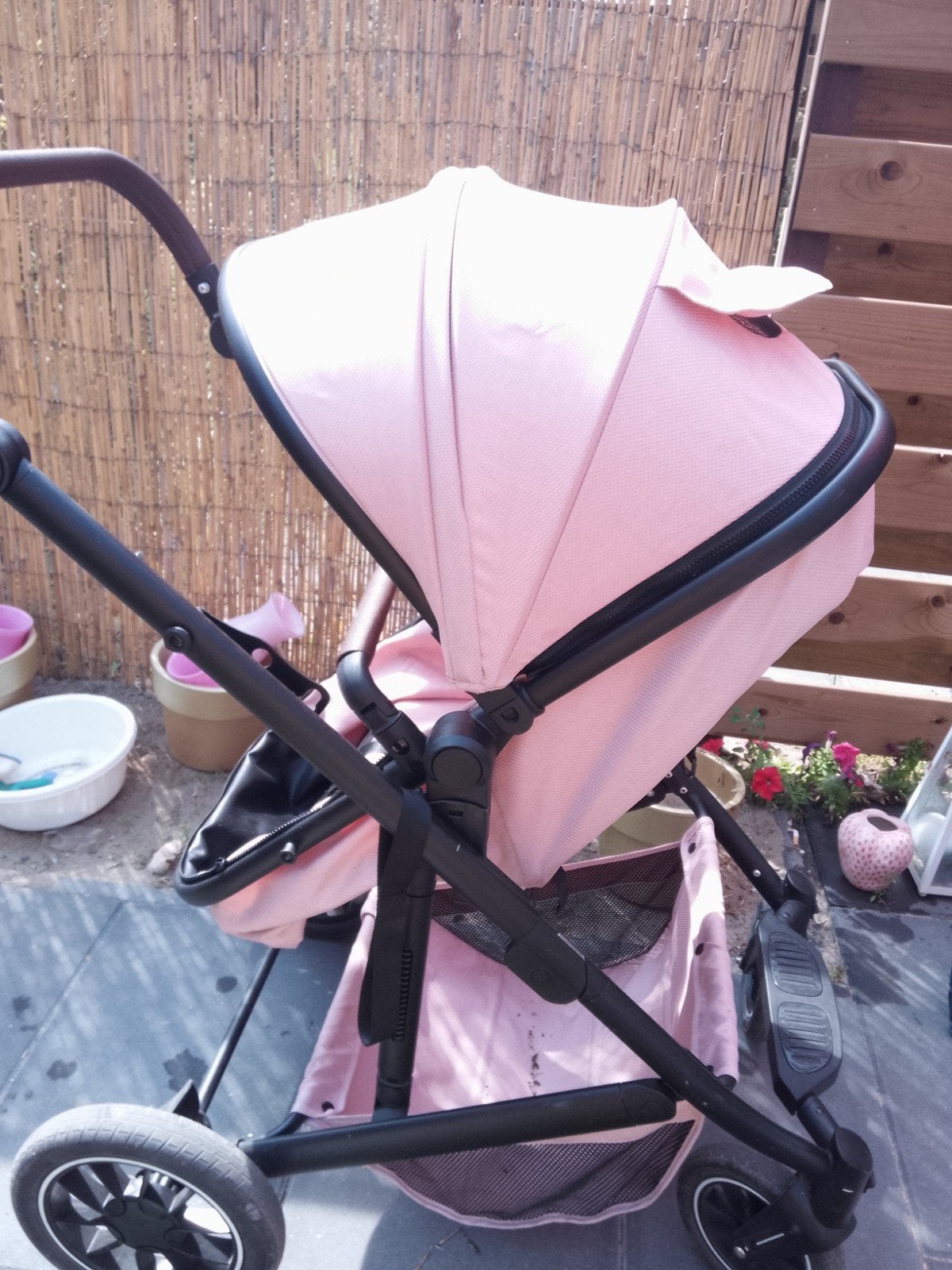 Roze kinderwagen/buggy meegroei, Ophalen, Gebruikt, Overige merken