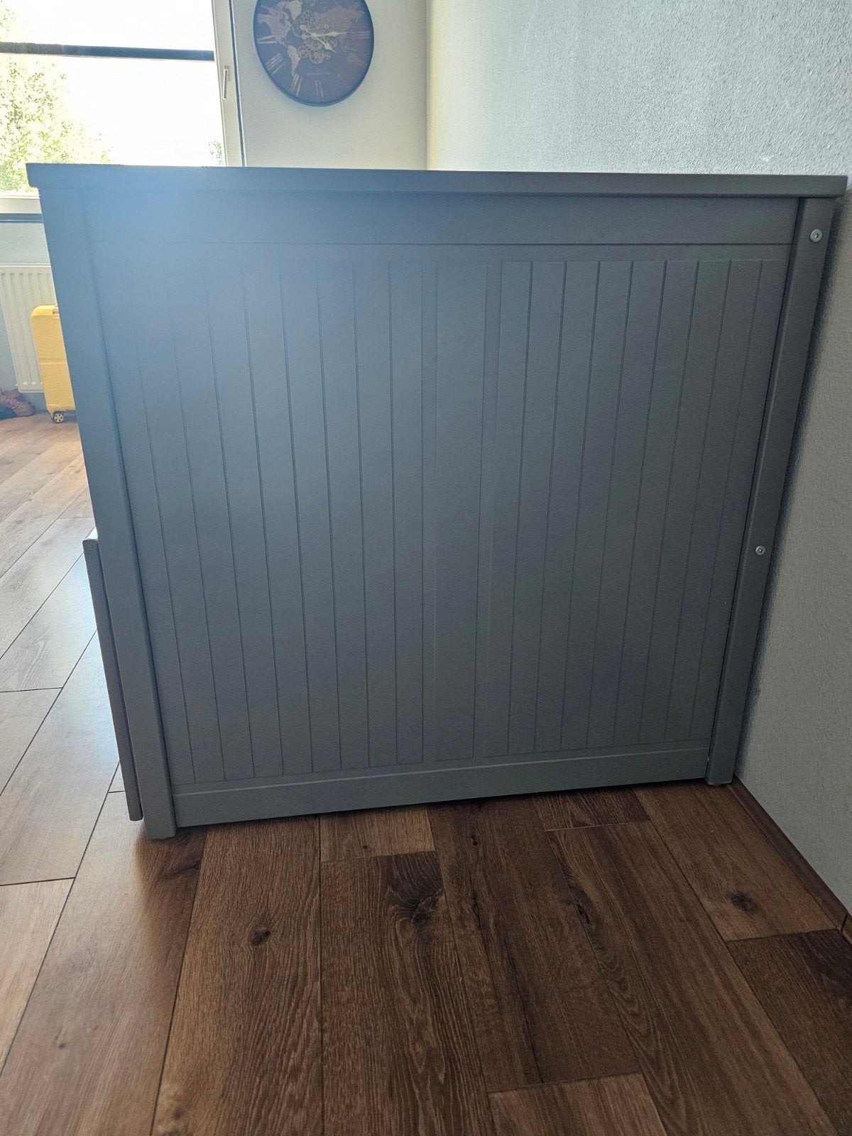 Grijs eenpersoonsbed met opberglades, Gebruikt, 90 cm, Eenpersoons, Ophalen of Verzenden