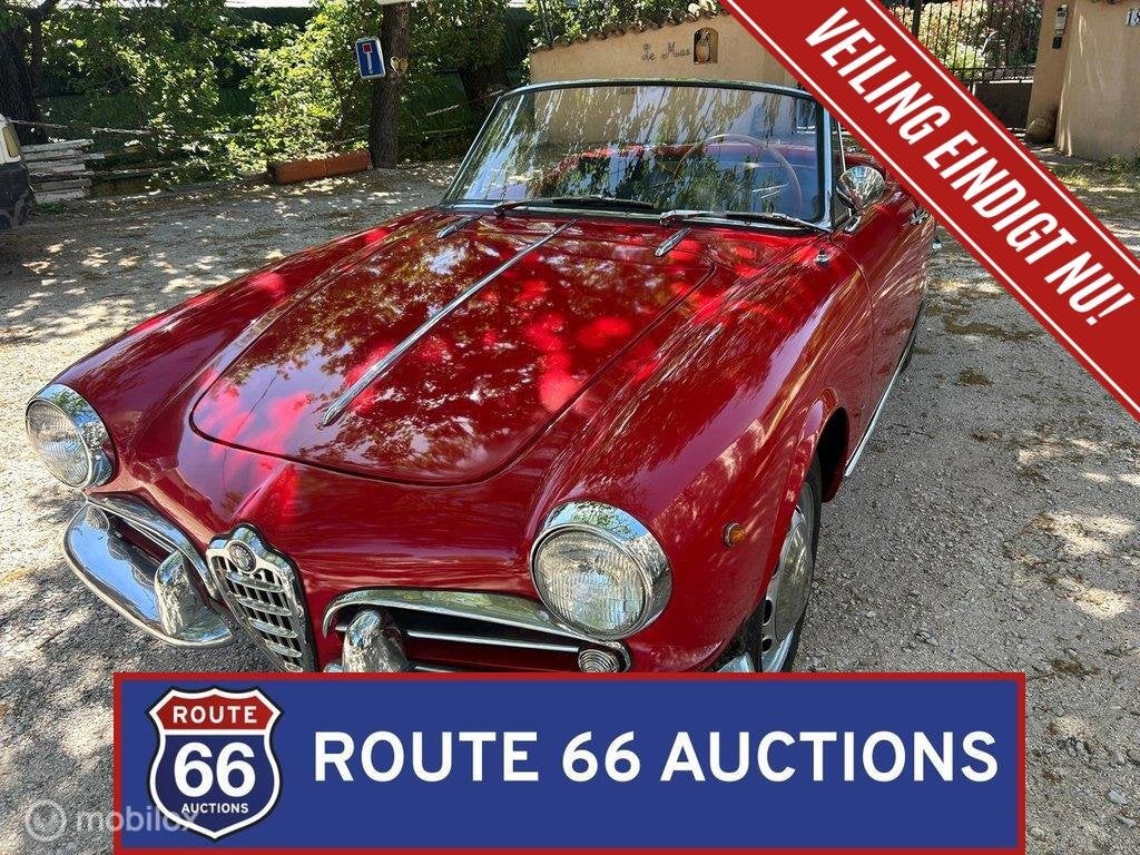 Alfa Romeo Giulietta Spider | 1959 | Route 66 Auctions, Overige carrosserieën, Zwart, Bedrijf, Handgeschakeld